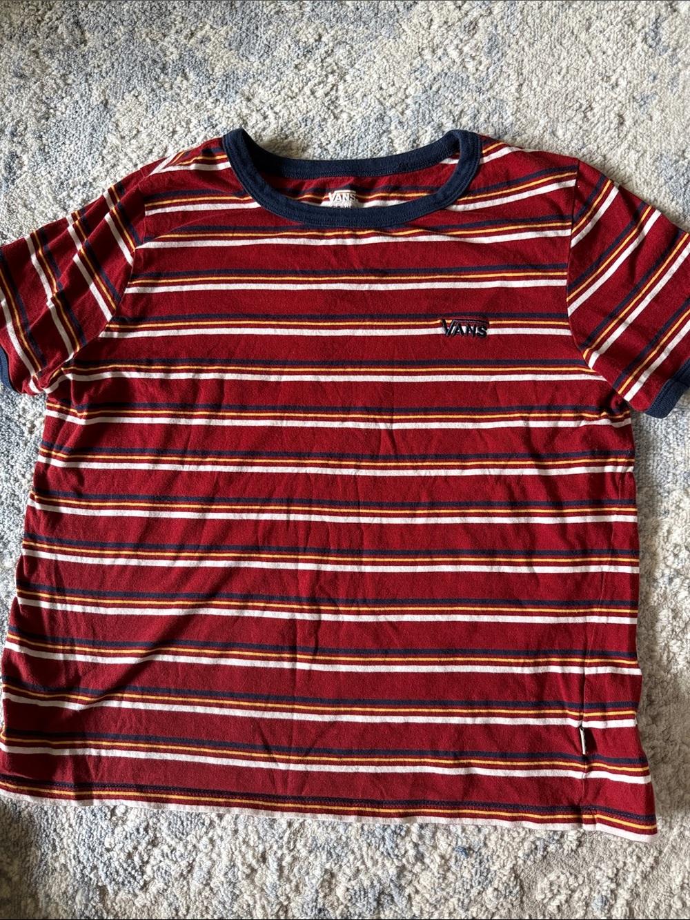 Vans Red Striped Tee - Casual Short Sleeve Top